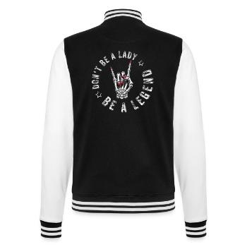 Devils Horns Metal Don't Be A Lady Festival Saying - College Sweat Jacket - black/white - Back - Marisol (170cm)