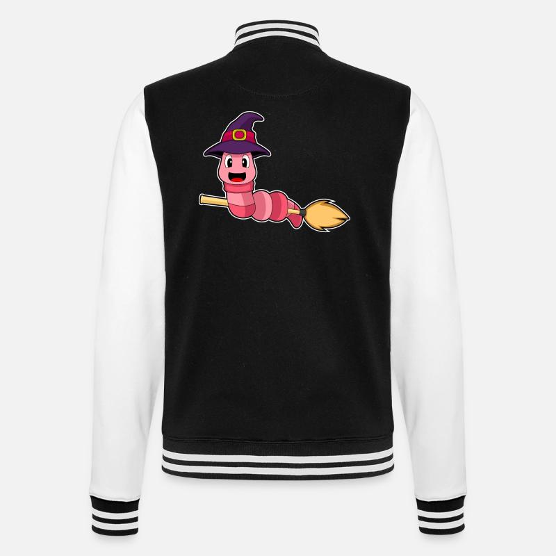 Worm Witch Broom - College Sweat Jacket - black/white