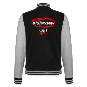 Humorvoller Slogan gegen die Krankheit - College-Sweatjacke - Schwarz/Grau meliert - Hinten - Marisol (170cm)