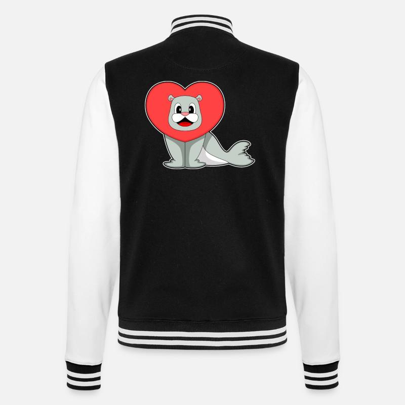 Seehund Herz - College-Sweatjacke - Schwarz/Weiß