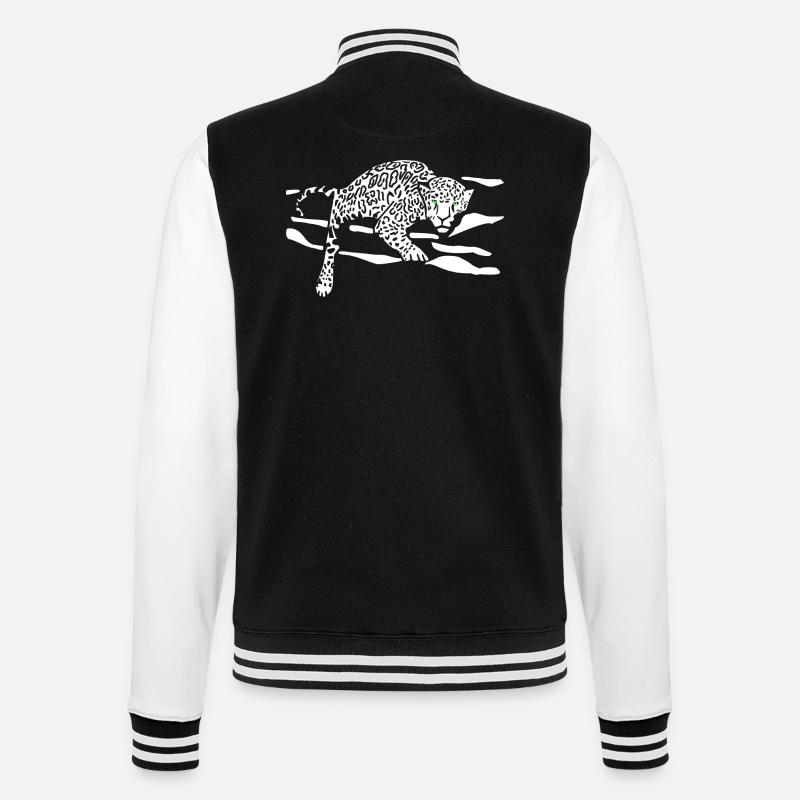 Silhouette de saut léopard - Veste Teddy - noir/blanc