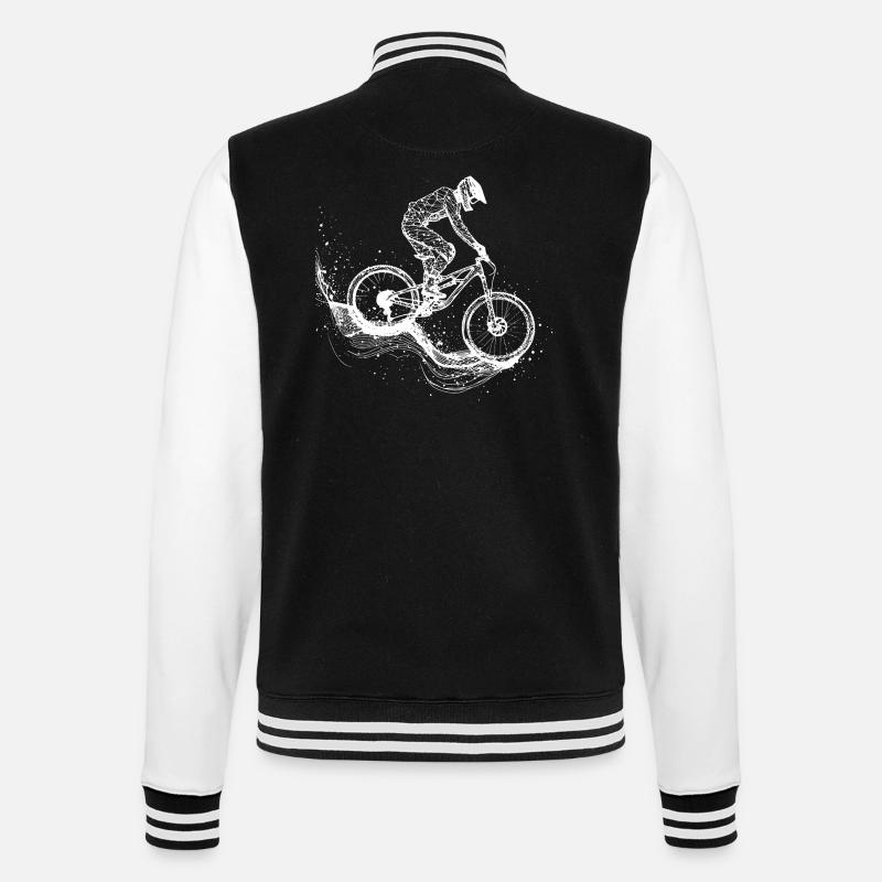 Mountain Biking Drawing - College Sweat Jacket - black/white