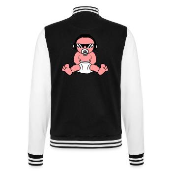 Bébé Cool Assis DJ Mignon Tout-petit Fête Fun - Veste Teddy - noir/blanc - Dos - Marisol (170cm)
