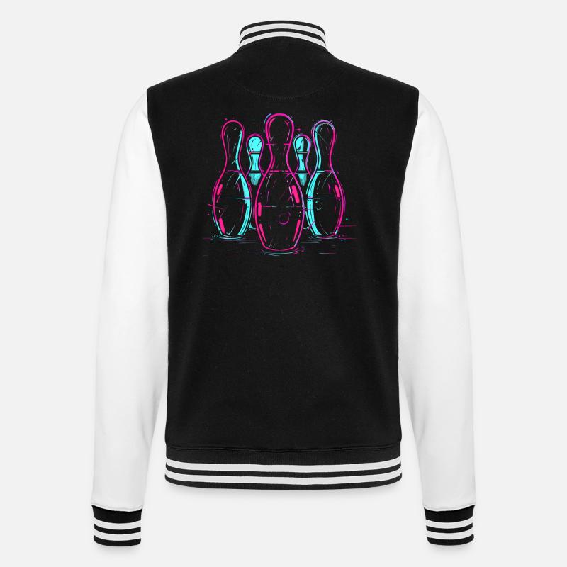 Bowling rétro Synthwave - Veste Teddy - noir/blanc