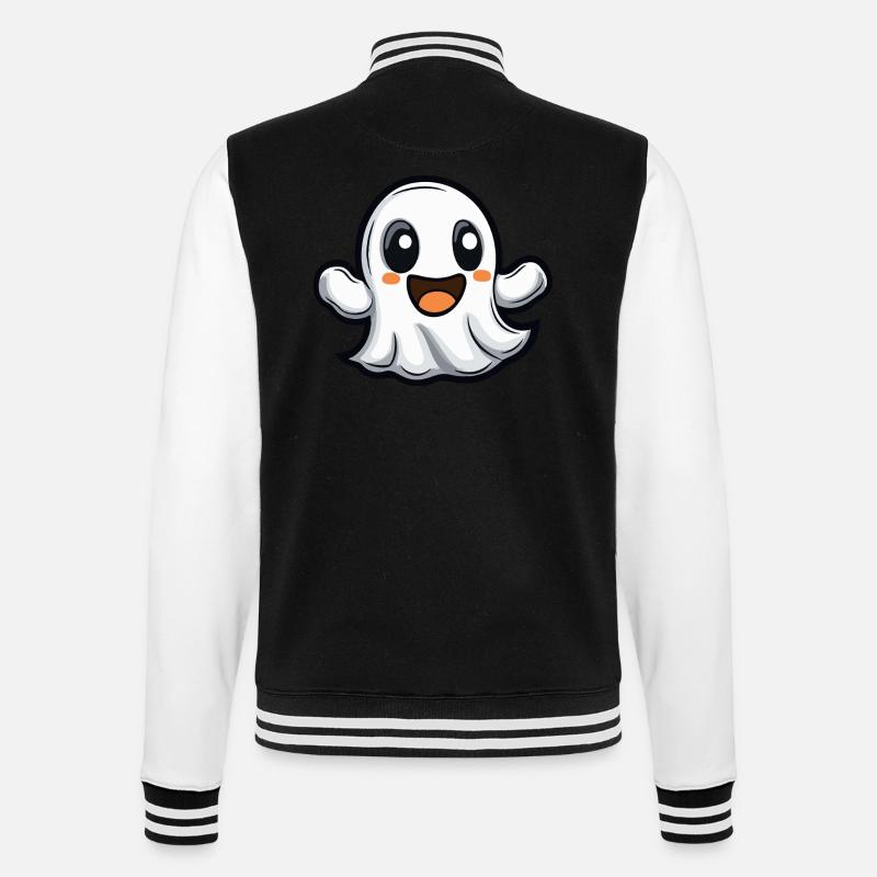 Geist Halloween Niedlich Comic - College-Sweatjacke - Schwarz/Weiß