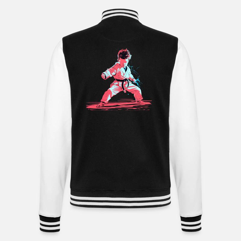 Karate Boy Synthwave - College Sweat Jacket - black/white