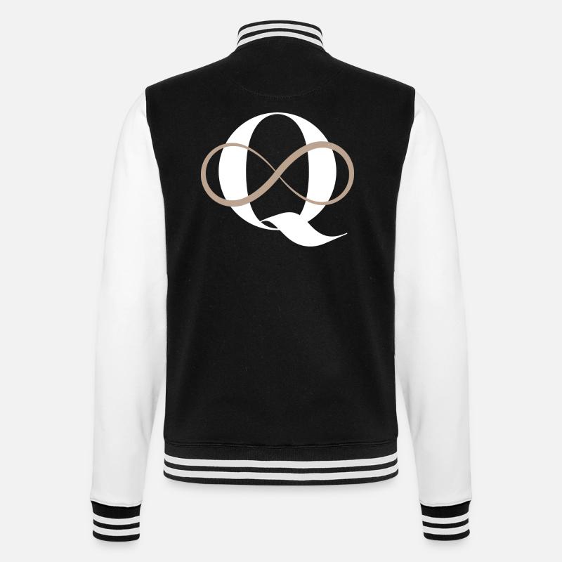 Unendlicher Buchstabe q - College-Sweatjacke - Schwarz/Weiß