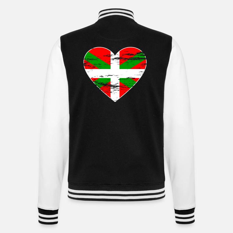 Drapeau basque coeur utilisé - Veste Teddy - noir/blanc