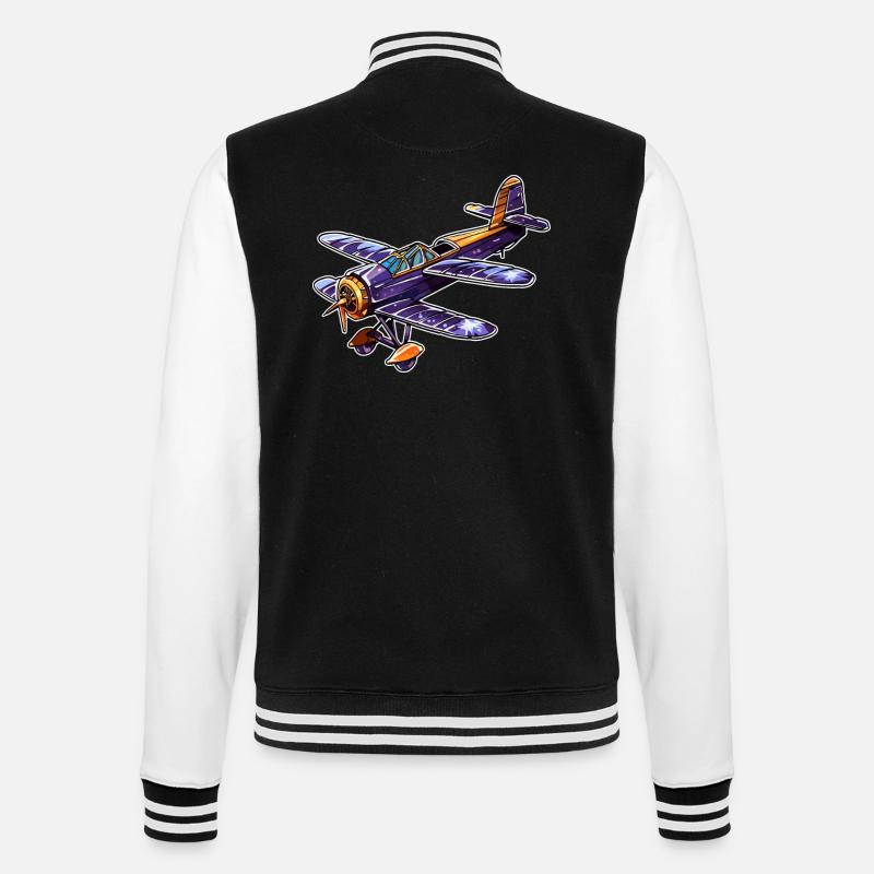 Propeller Plane Comic Look - College Sweat Jacket - black/white