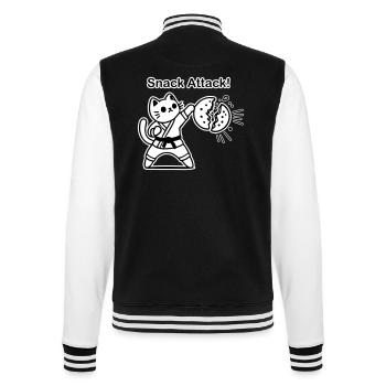 Karaté Chat frappant un biscuit - Snack Attack Design - Veste Teddy - noir/blanc - Dos - Marisol (170cm)