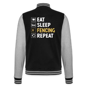 Eat Sleep Fencing Repeat Sword Epee Fencer - College Sweat Jacket - black/heather grey - Back - Marisol (170cm)