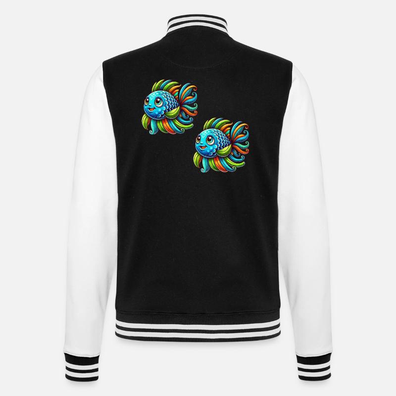 fisch comic 2 - College-Sweatjacke - Schwarz/Weiß