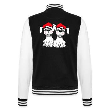 2 Hunde Nerd Hornbrille Geek Zahnspange Schlau - College-Sweatjacke - Schwarz/Weiß - Hinten - Marisol (170cm)
