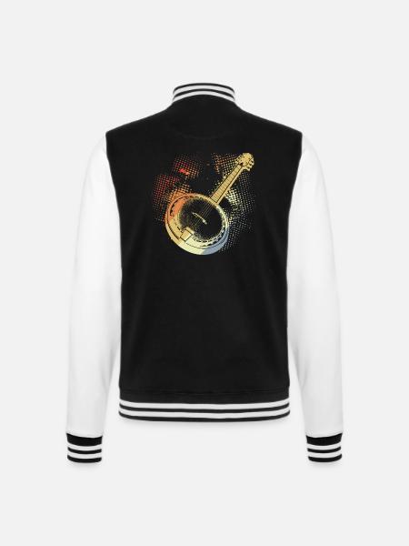 Banjo Drawing Retro - College Sweat Jacket - black/white