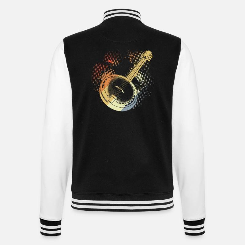 Banjo Drawing Retro - College Sweat Jacket - black/white