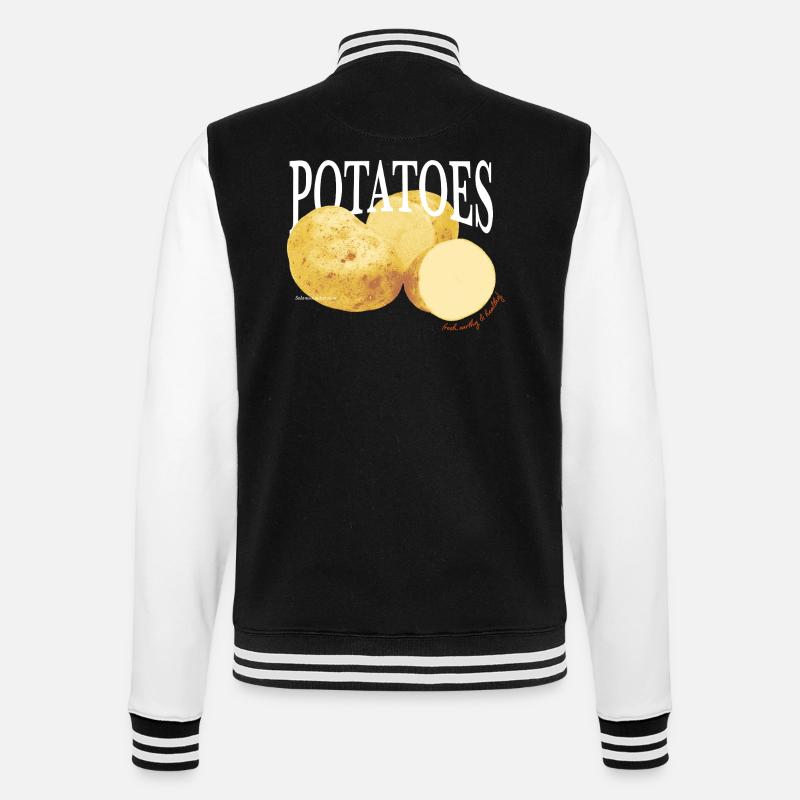 Potatoes – Retro Vegetable Statement - College Sweat Jacket - black/white