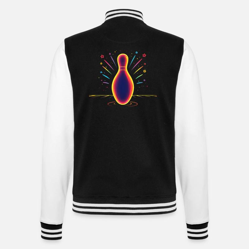 Bowling Synthwave - College-Sweatjacke - Schwarz/Weiß