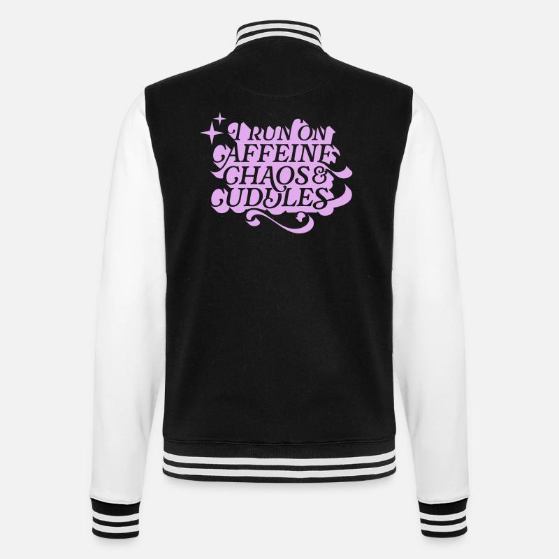 Caffeine Chaos Cuddles – Power Mode On - College-Sweatjacke - Schwarz/Weiß