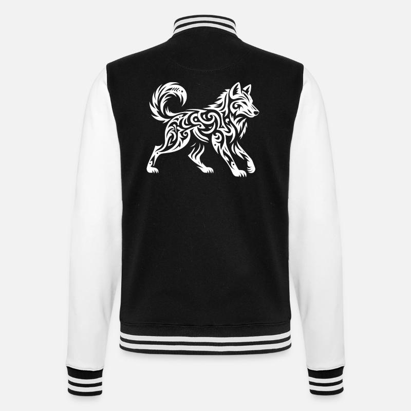 Loup tribal - Veste Teddy - noir/blanc