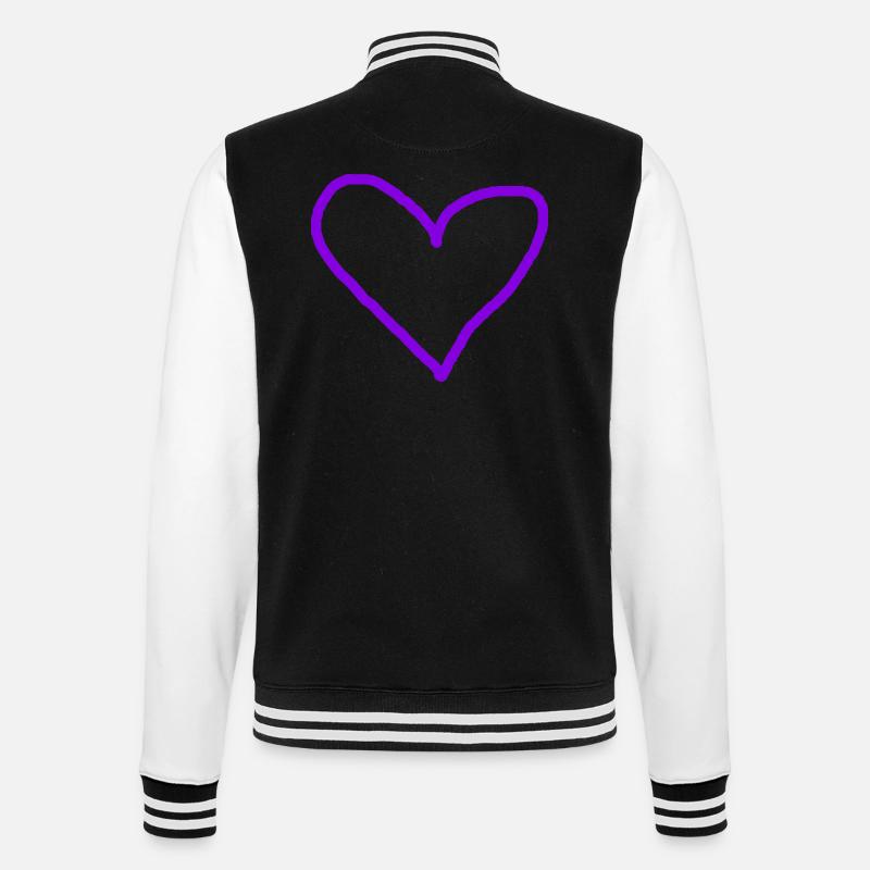 Herz lila Geschenkidee Herzchen violett - College-Sweatjacke - Schwarz/Weiß