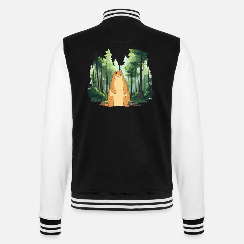 Starke Murmeltier-Naturlandschaft - College-Sweatjacke - Schwarz/Weiß