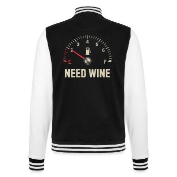 Tank leer – brauche Wein jetzt! - College-Sweatjacke - Schwarz/Weiß - Hinten - Marisol (170cm)