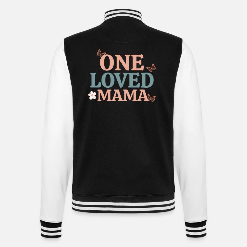 One Loved Mama Retro Butterfly Design - College Sweat Jacket - black/white