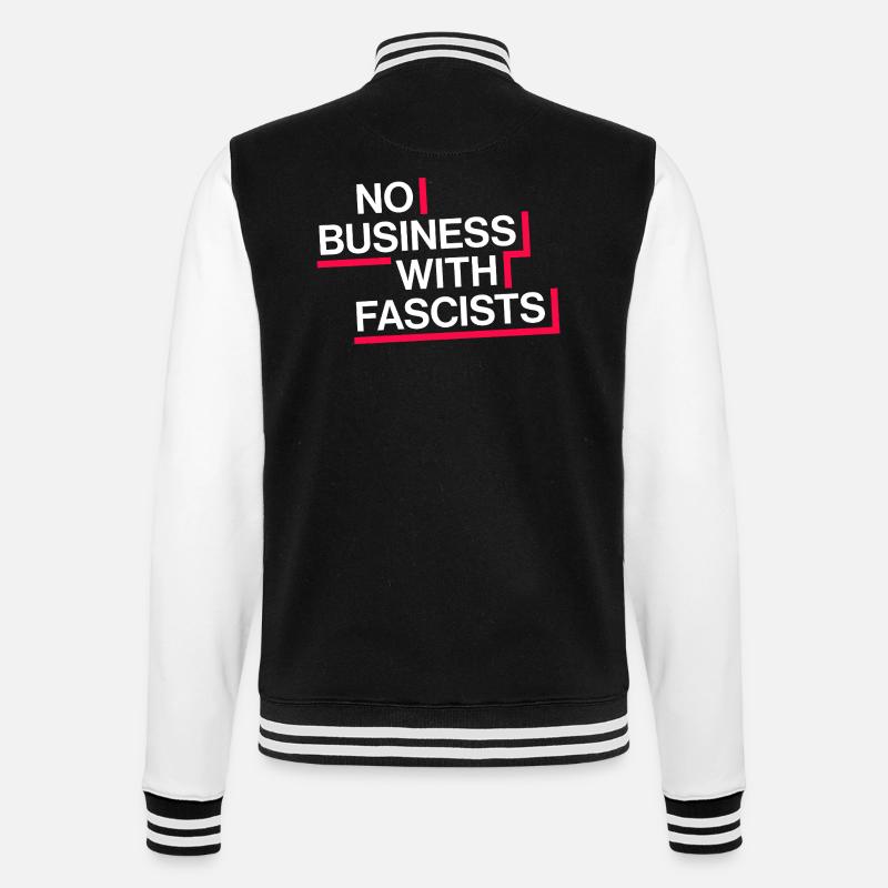 PAS D’AFFAIRES AVEC LES FASCISTES - Veste Teddy - noir/blanc
