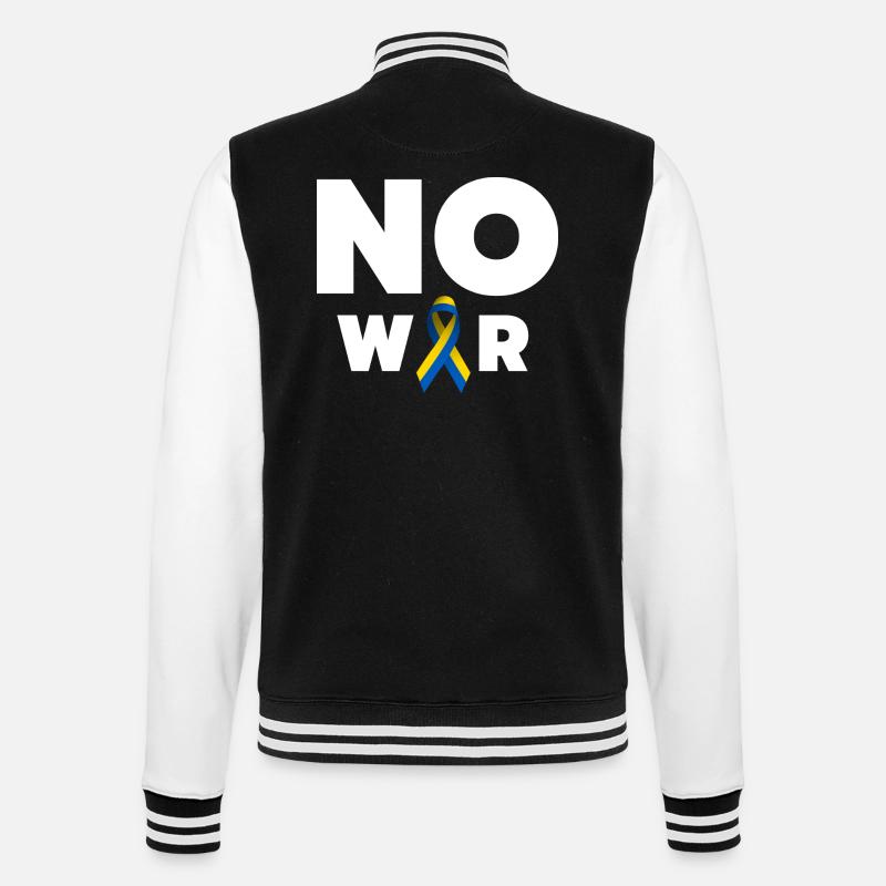 No War Text mit ukrainischer Solidaritätsschleife - College-Sweatjacke - Schwarz/Weiß