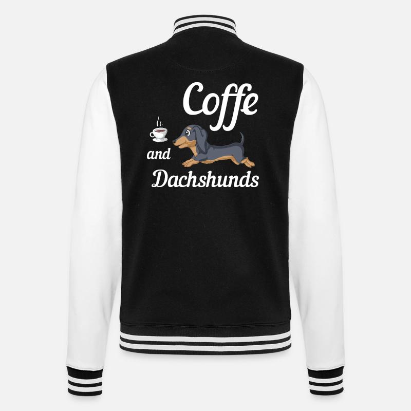 Coffee And Dachshunds Tee - College Sweat Jacket - black/white