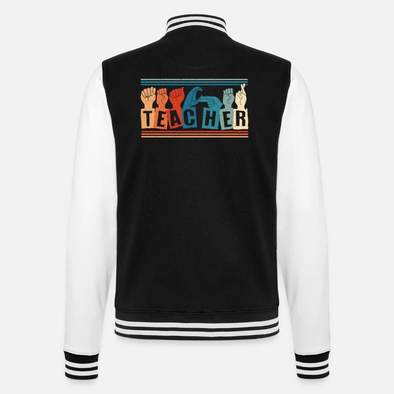 ASL Dolmetscher Gebärdensprache - College-Sweatjacke - Schwarz/Weiß