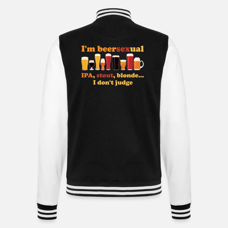 Ich bin ein biersexueller Biertrinker - College-Sweatjacke - Schwarz/Weiß