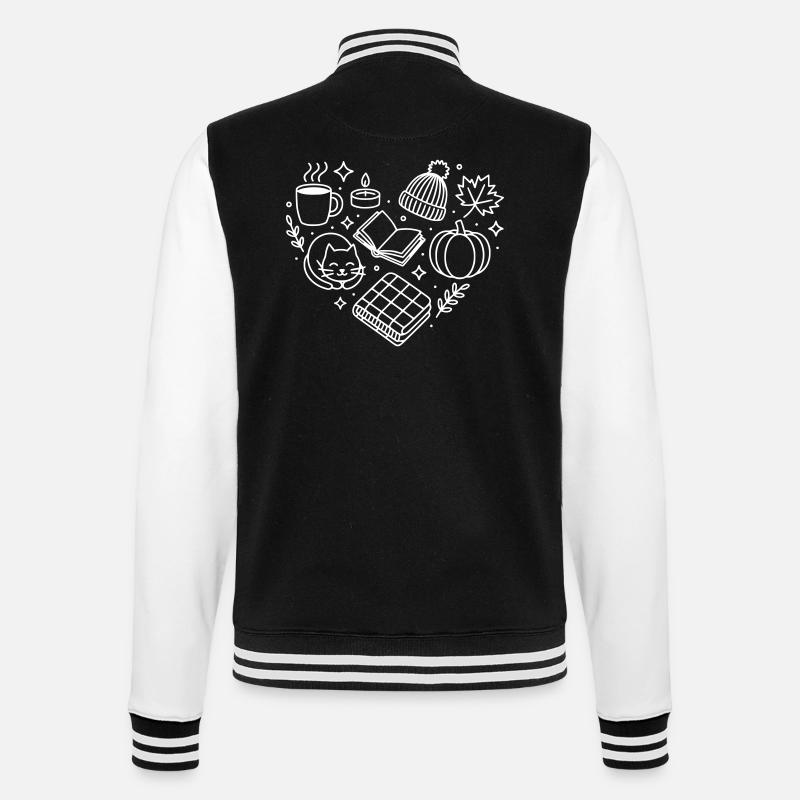Herbst Herz - College-Sweatjacke - Schwarz/Weiß