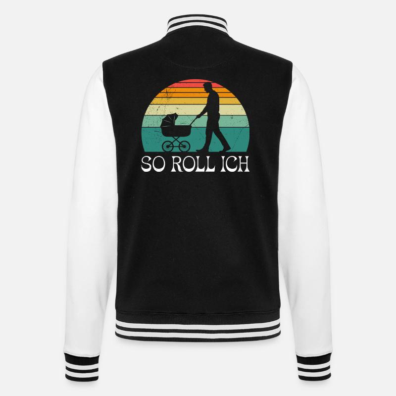 Soon dad SO I ROLL MERRILY - College Sweat Jacket - black/white