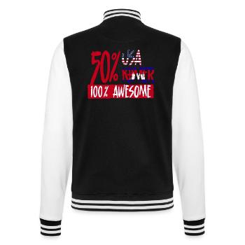 Kambodscha Kambodschaner 50% USA 50% Khmer - College-Sweatjacke - Schwarz/Weiß - Hinten - Marisol (170cm)