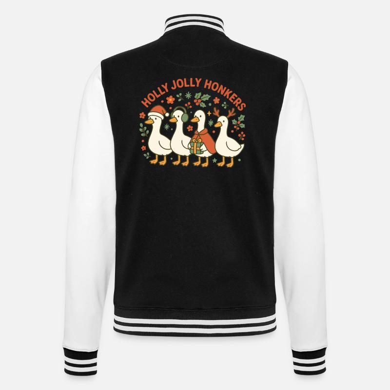 Weihnachtsgans Holly Jolly Honkers Fun Design - College-Sweatjacke - Schwarz/Weiß