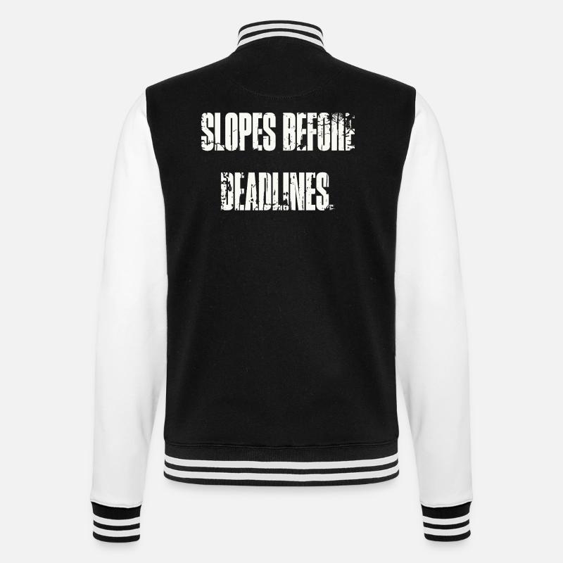 Slopes Before Deadlines - College-Sweatjacke - Schwarz/Weiß