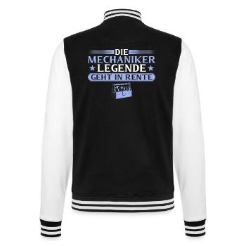 Rentner_Mechaniker_Legende_in_Rente - College-Sweatjacke - Schwarz/Weiß - Hinten - Marisol (170cm)