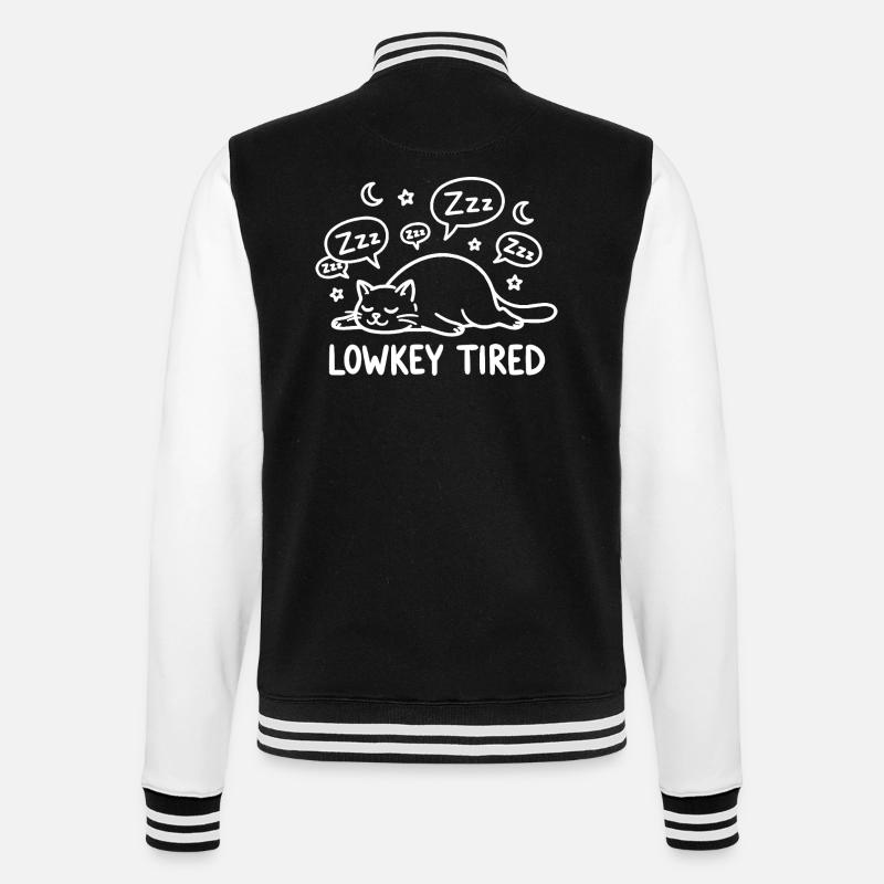 Lowkey Tired Sleeping Cat - College Sweat Jacket - black/white