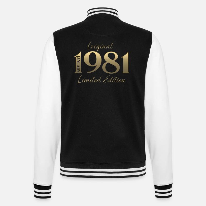 45th Birthday Original January 1981 - College Sweat Jacket - black/white