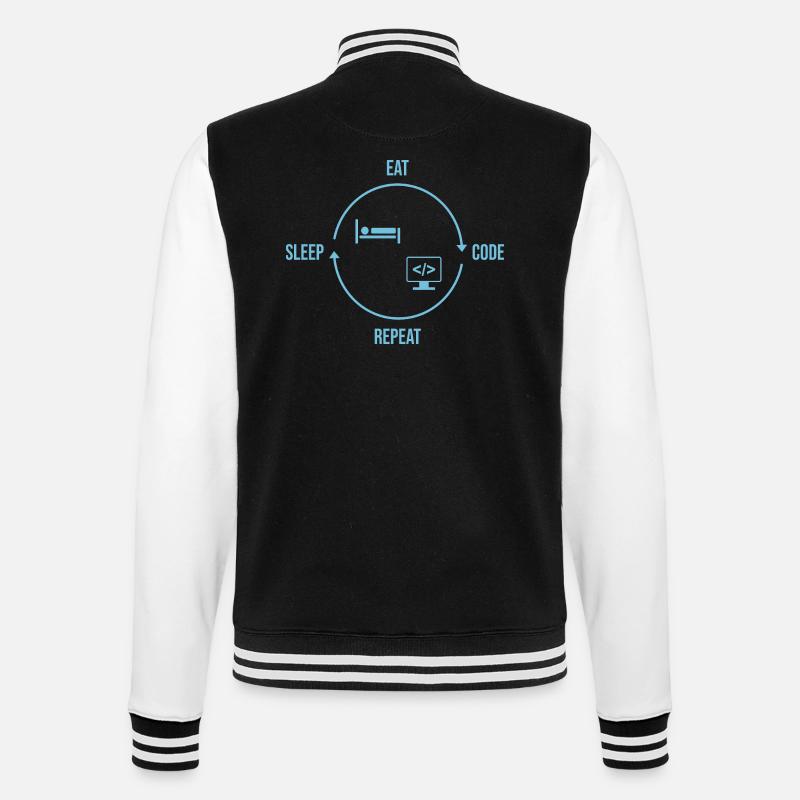 Eat Sleep Code Repeat - Programmer Cycle - College Sweat Jacket - black/white