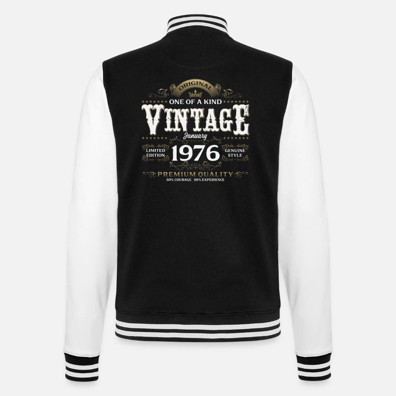 50e anniversaire Millésime janvier 1976 - Veste Teddy - noir/blanc