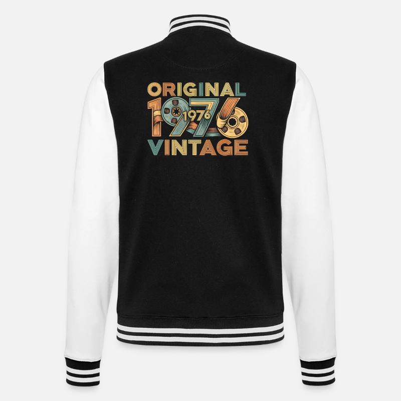 Original 1976 Retro - College-Sweatjacke - Schwarz/Weiß