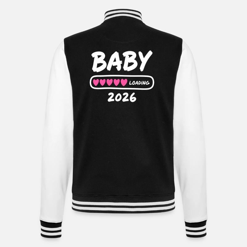 Baby Loading 2026 Schwangerschaft Eltern - College-Sweatjacke - Schwarz/Weiß