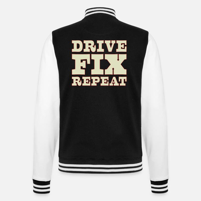 45b_solid_Drive_Fix_Repeat - College Sweat Jacket - black/white