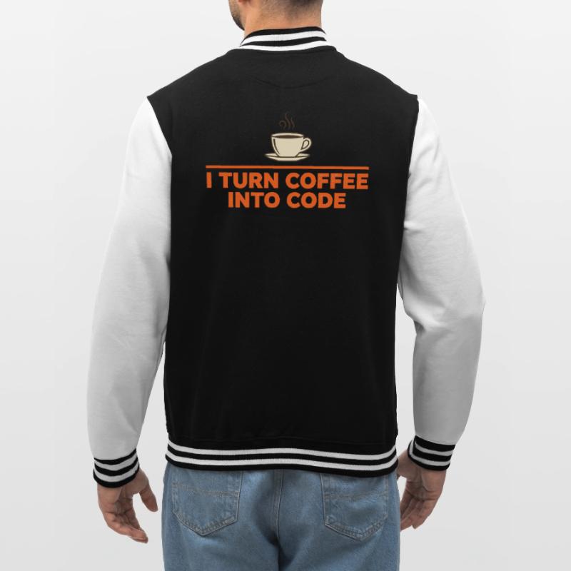 I Turn Coffee Into Code – Programmer Retro College Sweat Jacket