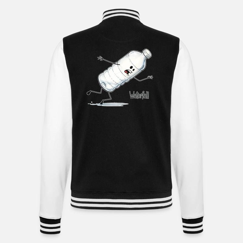 Waterfall – Fallende Wasserflasche Cartoon - College-Sweatjacke - Schwarz/Weiß