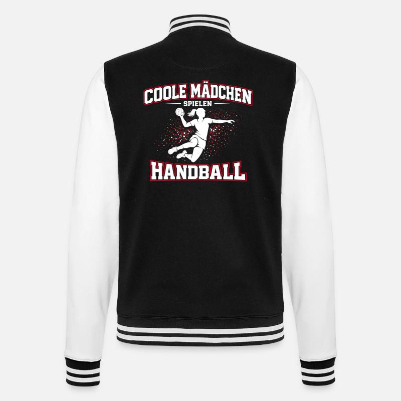 Handball Mädchen Spruch Geschenk - College-Sweatjacke - Schwarz/Weiß