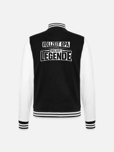 Vollzeit Opa, Teilzeit Legende - College-Sweatjacke - Schwarz/Weiß
