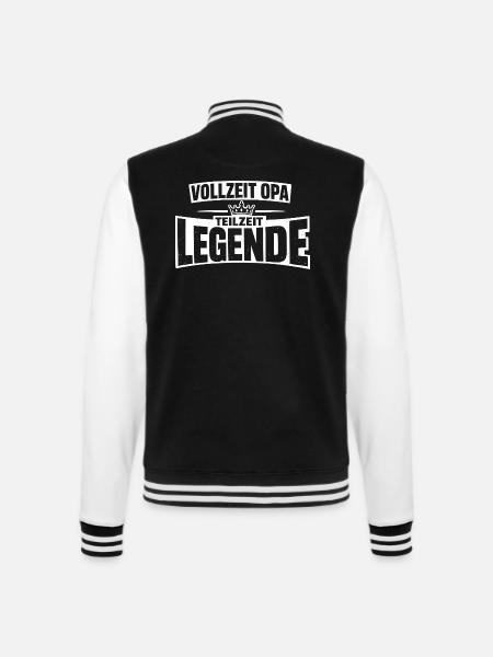 Vollzeit Opa, Teilzeit Legende - College-Sweatjacke - Schwarz/Weiß